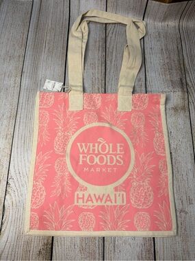 NWT Whole Foods Hawaii x Tag Aloha Co. Pink Pineapple Canvas Tote Bag